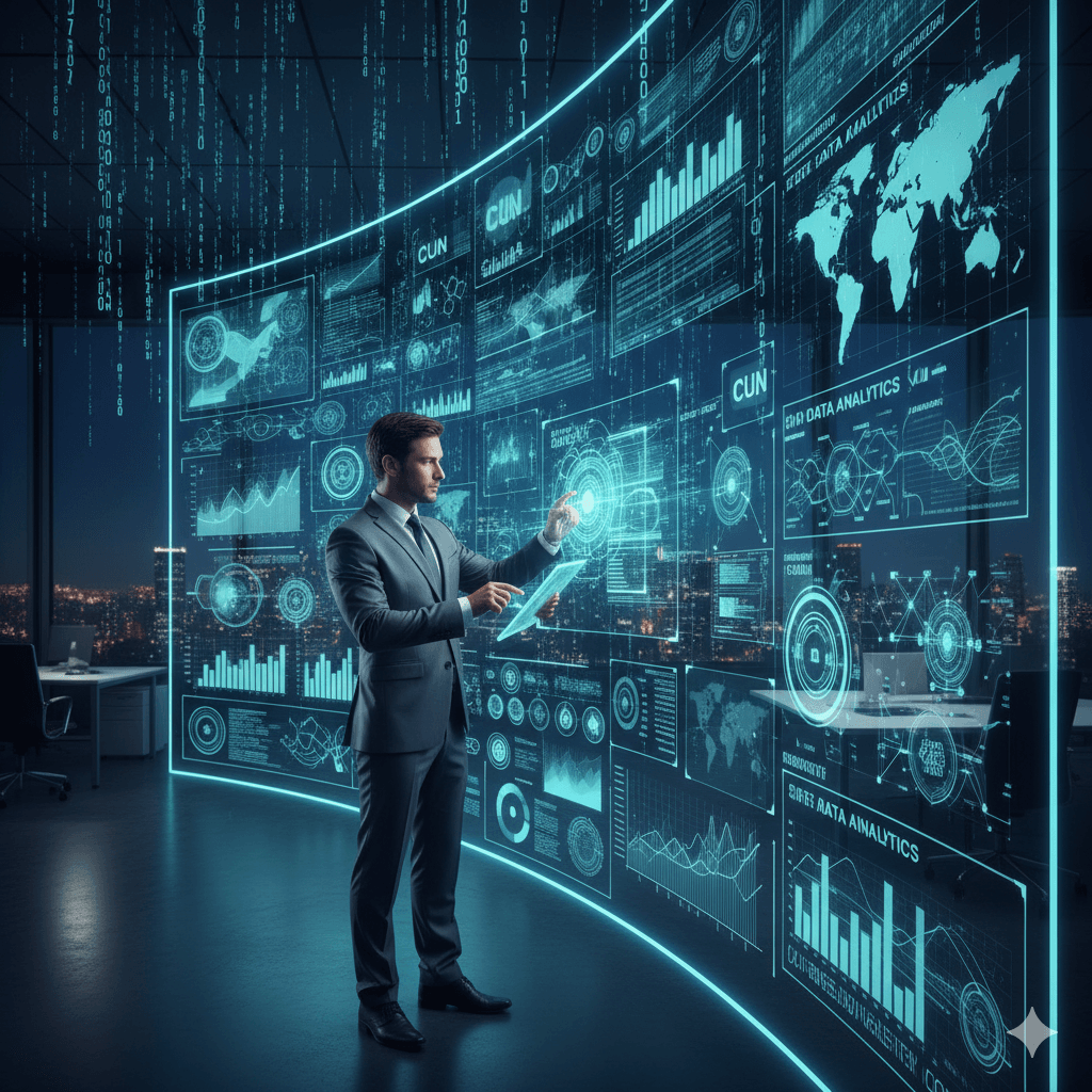 Ejecutivo especialista de Gerencia de Proyectos revisando tablero digital